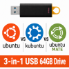 Linux USB Triple Pack (Ubuntu vs Kubuntu vs Ubuntu MATE)